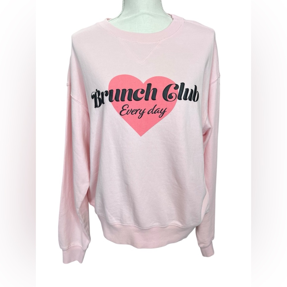 Wildfox “Brunch Club Every Day” Pink Graphic Crewneck Sweatshirt Various Sizes - Picture 2 of 7